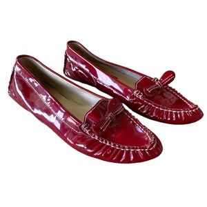 Marc Jacobs Red Patent Leather Bow Driving Shoes Loafers - 8.5